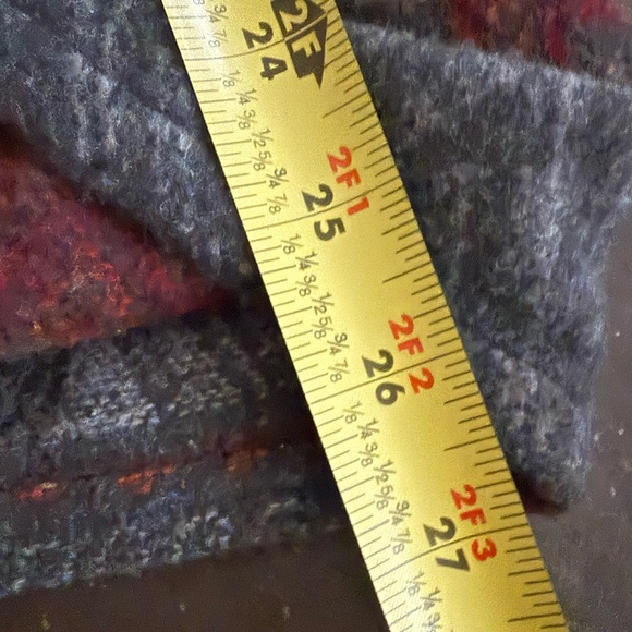 Women’s Hooded Wool Blend Aztec Boho Vest Tassel Fringe Gray Red Sweater Size M - Picture 10 of 14